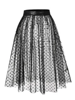 [Pre-Sale] Black 1950s Polka Dots Mesh Cover-Up Skirt -Retro Pulse Shop SCHL004161 2