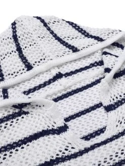 2PCS 1940s Knitted Hollow Stripes Hooded Top & Shorts -Retro Pulse Shop SCHL004165 6 compressed