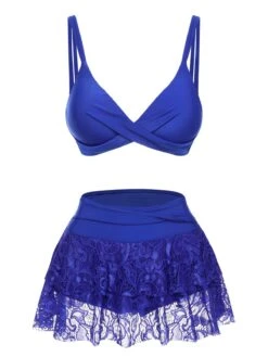 1950s Spaghetti Strap Solid Swimsuit