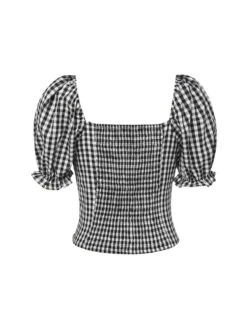 2PCS 1950s Black White Plaid Top & Ruffle Hem Skirt -Retro Pulse Shop SCHL004177 5