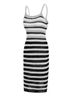 1960s Striped Knitted Spaghetti Straps Dress -Retro Pulse Shop SCHL004178 10