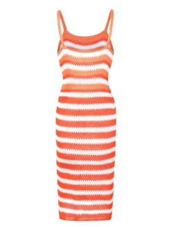 1960s Striped Knitted Spaghetti Straps Dress -Retro Pulse Shop SCHL004178 3