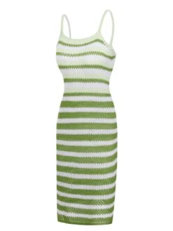 1960s Striped Knitted Spaghetti Straps Dress -Retro Pulse Shop SCHL004178 6
