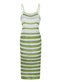1960s Striped Knitted Spaghetti Straps Dress -Retro Pulse Shop SCHL004178 7
