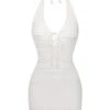 White 1960s Cross Lacing Crochet Dress -Retro Pulse Shop SCHL004185 1