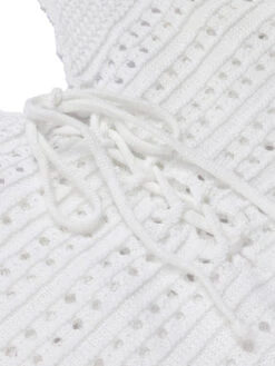 White 1960s Cross Lacing Crochet Dress -Retro Pulse Shop SCHL004185 4