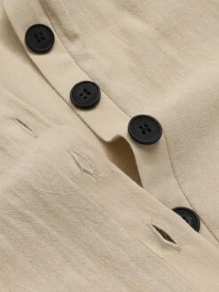 Beige 1940s Pockets Solid Sleeveless Jumpsuit -Retro Pulse Shop SCHL004197 5 compressed