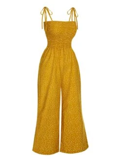1970s Polka Dots Spaghetti Strap Bind Jumpsuit -Retro Pulse Shop SCHL004221 2