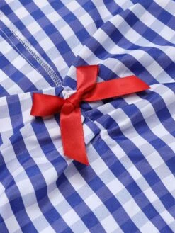 [Pre-Sale] Blue & White 1950s Sweetheart Neck Plaid Top -Retro Pulse Shop SCHL004236 4