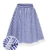 [Pre-Sale]Blue & White 1950s Lace Patchwork Plaid Skirt -Retro Pulse Shop SCHL004237 01