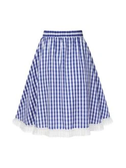 [Pre-Sale]Blue & White 1950s Lace Patchwork Plaid Skirt -Retro Pulse Shop SCHL004237 3 1