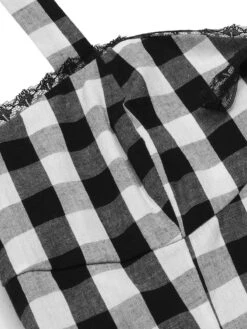 [Pre-Sale] Black 1950s Plaid Halter Lace Bow Top -Retro Pulse Shop SCHL004238 5