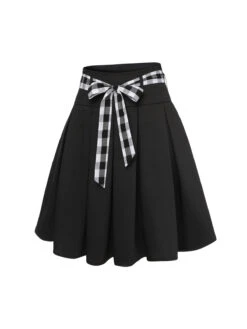 [Pre-Sale] Black 1950s Solid Umbrella Skirt With Belt -Retro Pulse Shop SCHL004239 2