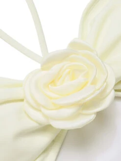 Beige 1930s 3D Flowers Halter One-Piece Swimsuit -Retro Pulse Shop SCHL004254 4