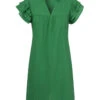 Green 1950s Solid Stand Collar Flounce Sleeve Dress -Retro Pulse Shop SCHL004269 1