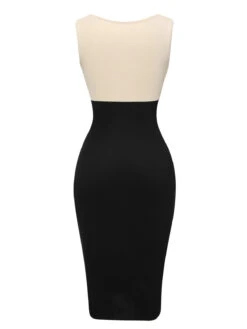 Black & White 1960s Sweetheart Neck Patchwork Knit Dress -Retro Pulse Shop SCHL004270 3