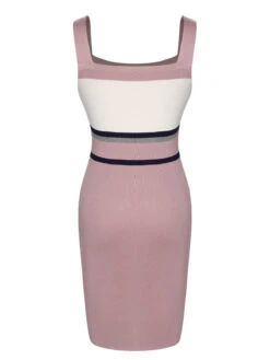 1960s Color Block Sqaure Neck Knitted Dress -Retro Pulse Shop SCHL004277 3