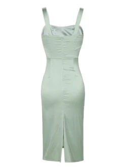 Bright Green 1960s Solid Wrinkle Dress -Retro Pulse Shop SCHL004284 3