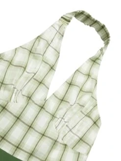 [Pre-Sale] Green 1950s Windowpane Plaid Halter Romper -Retro Pulse Shop SCHL004290 4