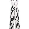 Black & White 1940s V-Neck Bohemian Jumpsuit -Retro Pulse Shop SCHL004307 1