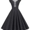 Black 1950s Polka Dots Ruffles Dress -Retro Pulse Shop SCHL004313 1 compressed