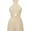 Beige 1950s Texture Folds Cross Halter Romper -Retro Pulse Shop SCHL004317 1