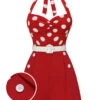[Pre-Sale] Red 1950s Polka Dots Patchwork Halter Romper -Retro Pulse Shop SCHL004329 01