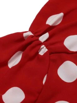 [Pre-Sale] Red 1950s Polka Dots Patchwork Halter Romper -Retro Pulse Shop SCHL004329 4
