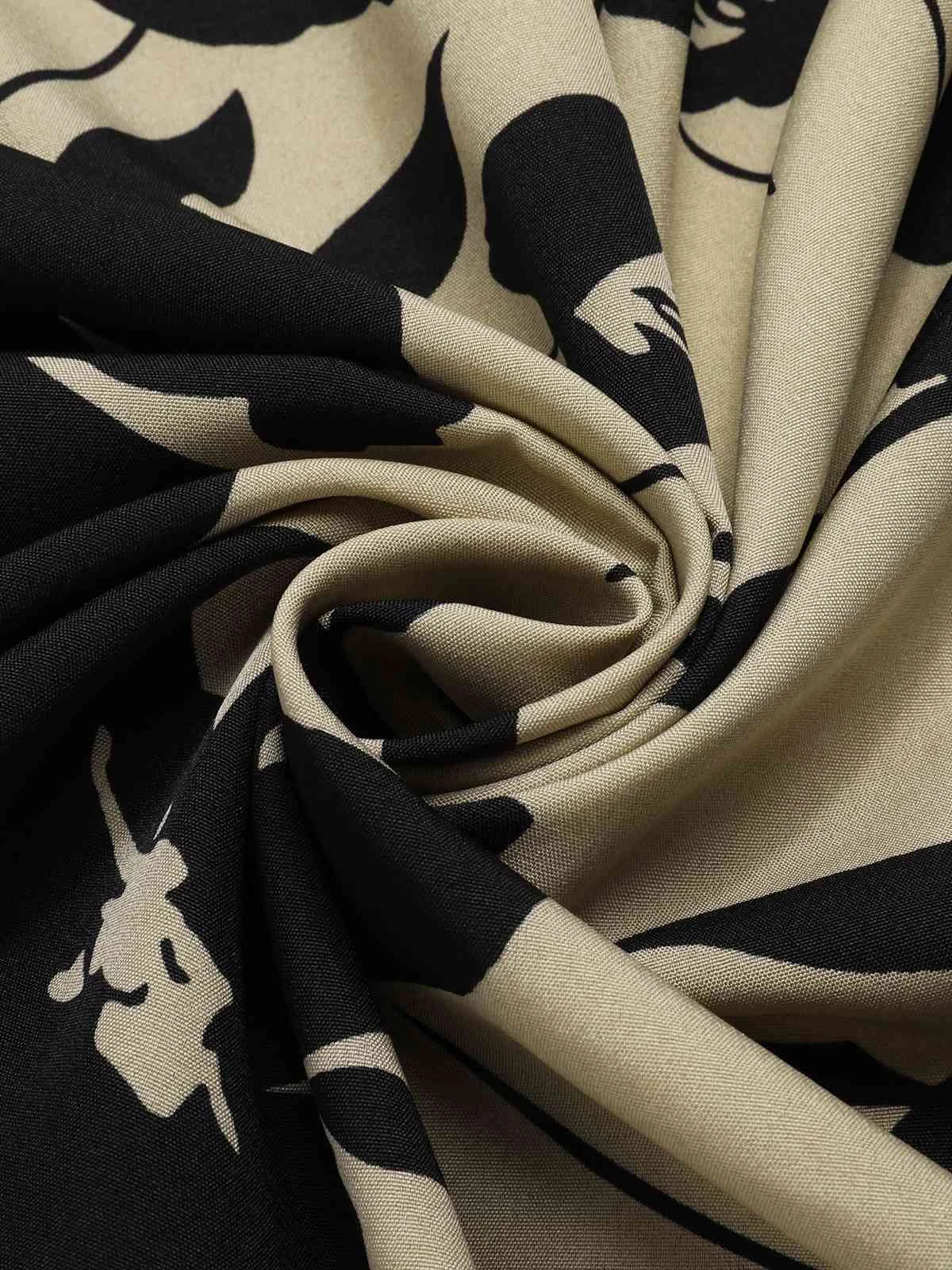 Beige 1940s Shirt-Collar Buttons Floral Printed Dress 5 Beige 1940s Shirt-Collar Buttons Floral Printed Dress - Image 3