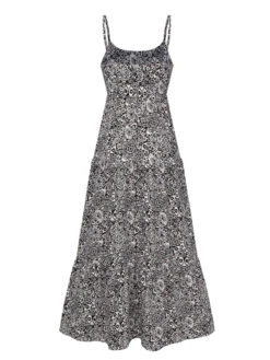 Black 1930s Mandala Print Strap Dress -Retro Pulse Shop SCHL004381 3