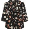 Black 1950s Off-Shoulder Floral Romper -Retro Pulse Shop SCHL004386 1