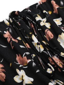 Black 1950s Off-Shoulder Floral Romper -Retro Pulse Shop SCHL004386 4