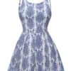 Blue 1950s Strap Print Backless Romper 2 Blue 1950s Strap Print Backless Romper -Retro Pulse Shop SCHL004388 1 compressed