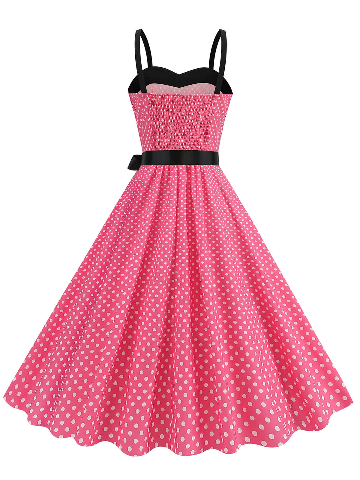 1950s Polka Dots Patchwork Ribbon Strap Dress 5 1950s Polka Dots Patchwork Ribbon Strap Dress - Image 3