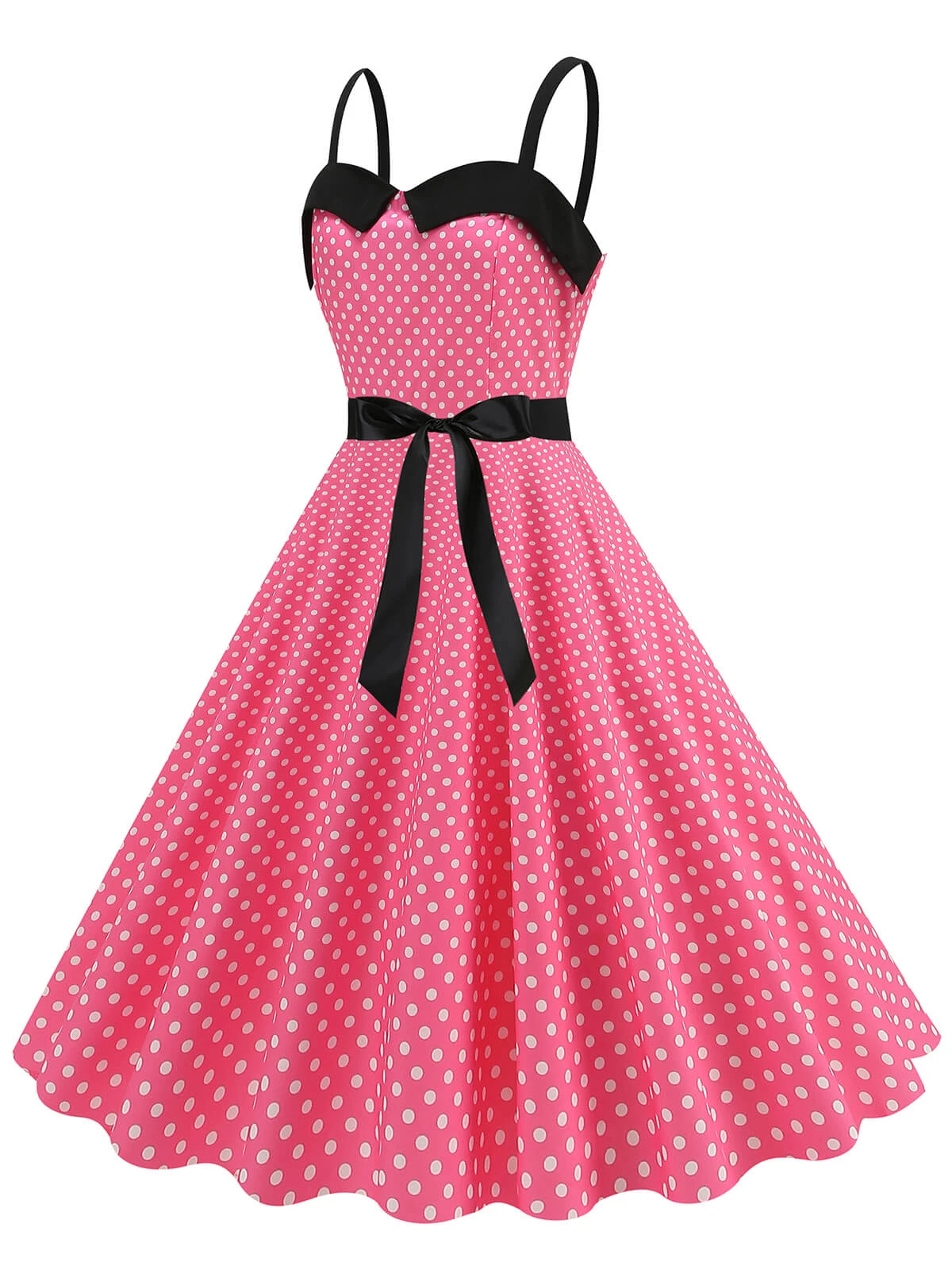 1950s Polka Dots Patchwork Ribbon Strap Dress 4 1950s Polka Dots Patchwork Ribbon Strap Dress - Image 2