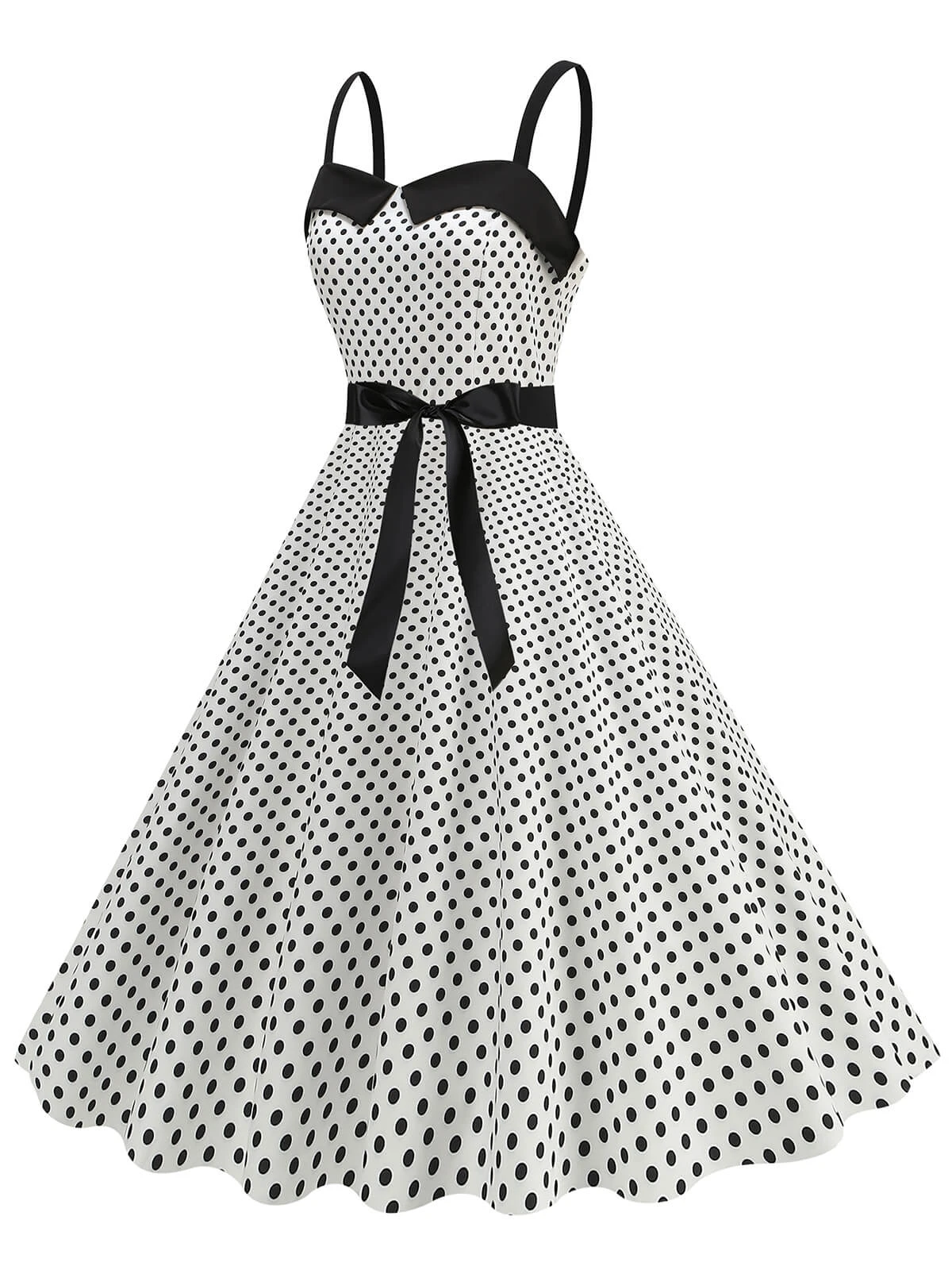 1950s Polka Dots Patchwork Ribbon Strap Dress 9 1950s Polka Dots Patchwork Ribbon Strap Dress - Image 7