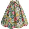 Retro 1950s Floral Print Bow Skirt