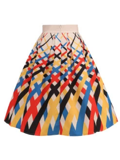 Multicolor 1950s Diagonal Plaid Swing Skirt -Retro Pulse Shop SCHL004406 MC 3
