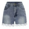 Blue 1930s Eyelash Lace Denim Shorts