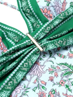 Green 1950s Floral Spaghetti Strap Swimsuit -Retro Pulse Shop SCHL004420 SCXL000535 4