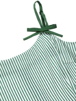 [Pre-Sale] Green 1940s Spaghetti Strap Stripes Patchwork Belted Dress -Retro Pulse Shop SCHL004428 4 compressed