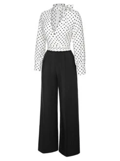 Black & White 1930s Polka Dots Tie Neck Jumpsuit -Retro Pulse Shop SCHL004450 2 d6192391 fee6 4e03 bb6d f0c51ab8e185
