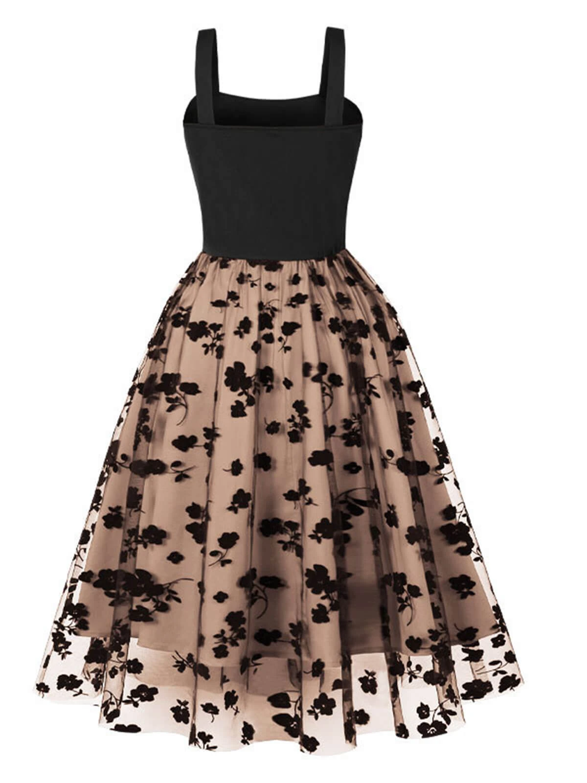 1950s Floral Flocked Mesh Swing Dress 4 1950s Floral Flocked Mesh Swing Dress - Image 2