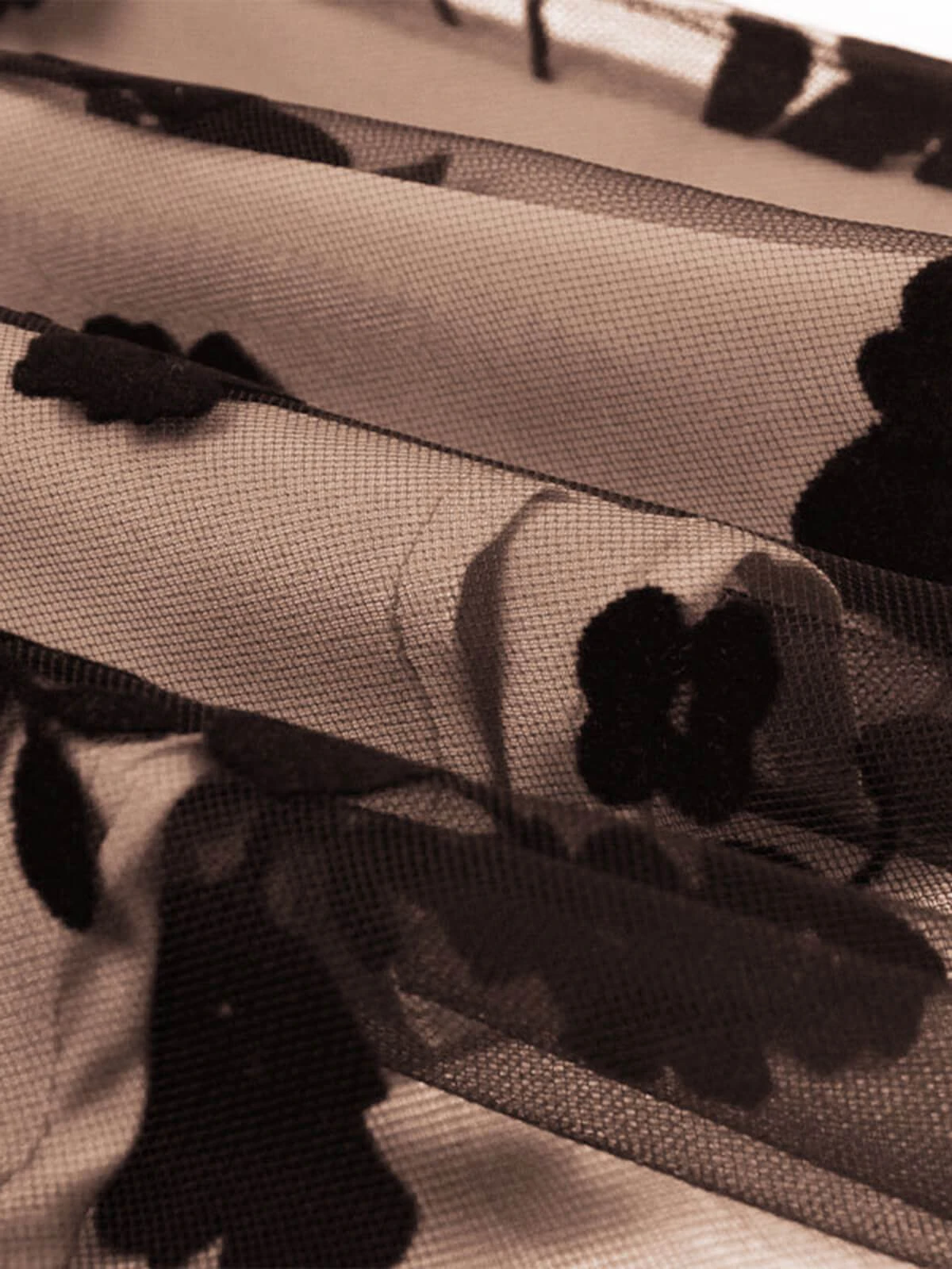 1950s Floral Flocked Mesh Swing Dress 5 1950s Floral Flocked Mesh Swing Dress - Image 3