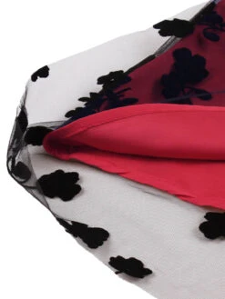 1950s Floral Flocked Mesh Swing Dress 17 1950s Floral Flocked Mesh Swing Dress -Retro Pulse Shop SCHL004467 TR 4