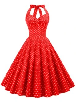 1950s Polka Dots Lace Up Halter Swing Dress -Retro Pulse Shop SCHL004485 2 23ef1e69 b668 43be 969a 45e74b026660