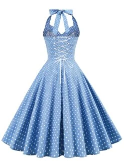 1950s Polka Dots Lace Up Halter Swing Dress -Retro Pulse Shop SCHL004485 4 71347804 202d 434b 979b d132194b3ece