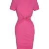 Pink 1970s Solid Waist Hollow Pencil Dress 1 Pink 1970s Solid Waist Hollow Pencil Dress -Retro Pulse Shop SCHL004530 1