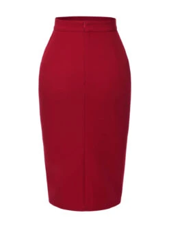 [Pre-Sale] Red 1940s Pleated Button Pencil Skirt -Retro Pulse Shop SCHL004541 3