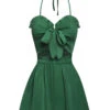 Green 1960s Smocked Sweetheart Neck Halter Romper -Retro Pulse Shop SCHL004569 1